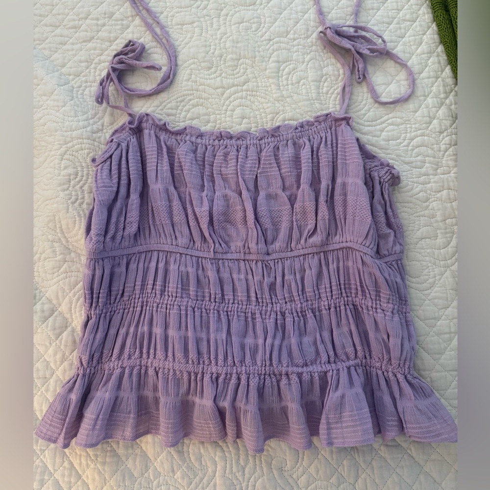 Lavender Sleeveless Smocked Top